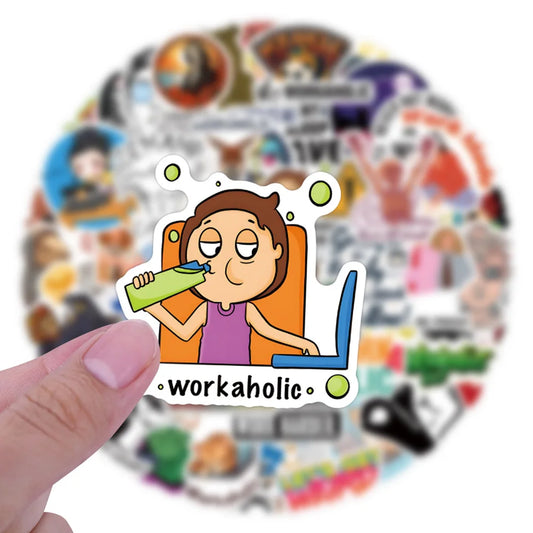 Workaholic Cartoon Stickers Pack - Funny Graffiti DIY for Scrapbook, Laptop, Phone, Guitar, Car, Bike, Skateboard
