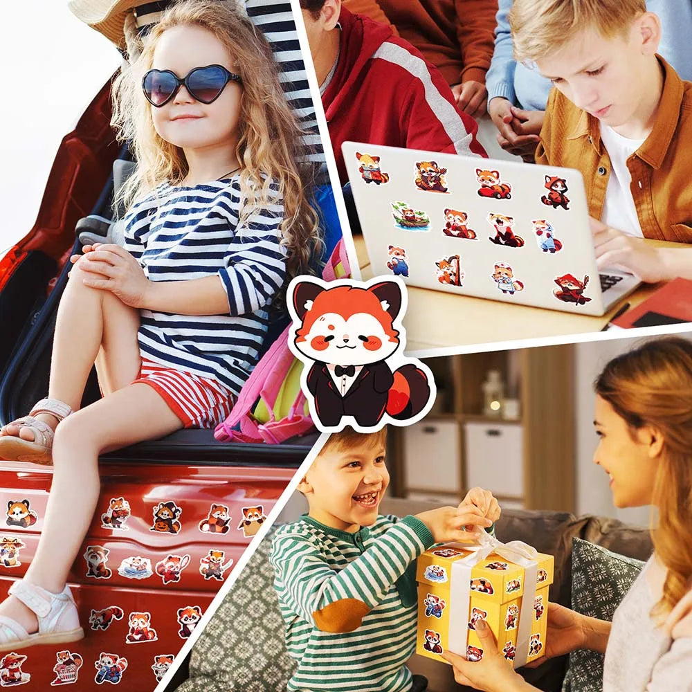 10/50Pcs Cartoon Cute Red Panda DIY Graffiti Sticker Pack for Kid Laptop Scrapbooking Helmet Notebook Computer Diary Kids Decal