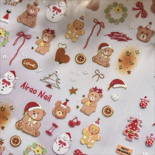 5D Christmas Nail Art Stickers: Santa, Tree, Snowflake