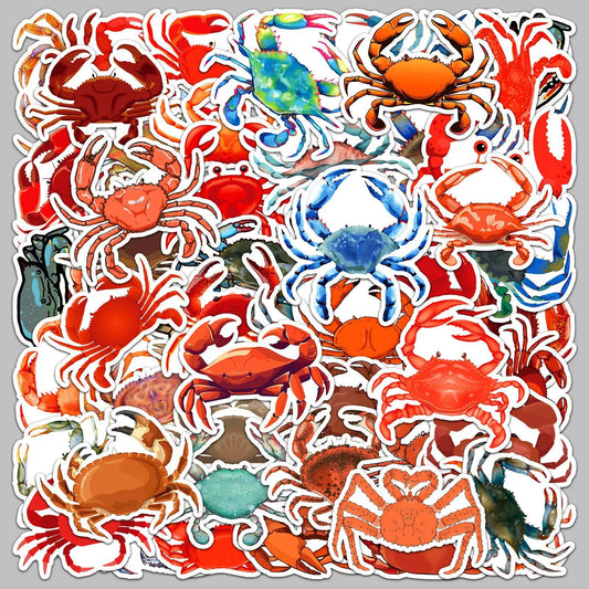 50pcs Cute Crab Cartoon Stickers for Helmet, Desktop, Wall Decoration