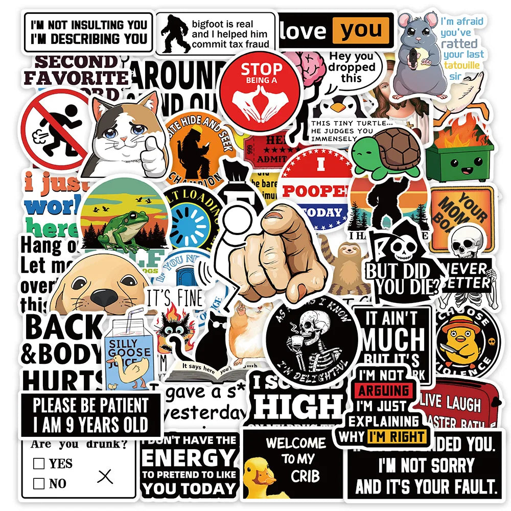 50Pcs Meme Stickers: Waterproof, DIY, Phone, Luggage, Skateboard