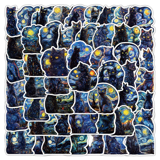 Starry Sky Cat Stickers for Phone Laptop Luggage Skateboard - 10/30/50PCS