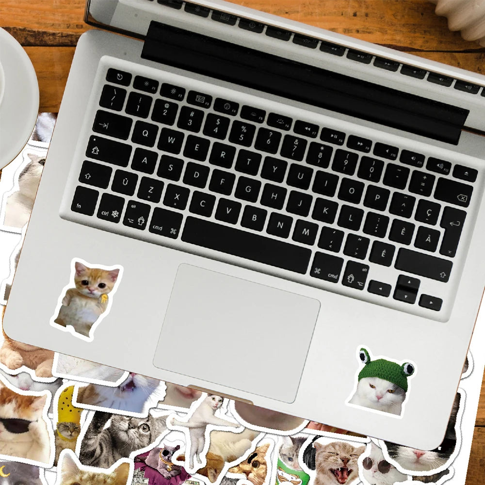 10/30/50pcs Kawaii Cat Mood Meme Stickers Cartoon Decals Aesthetic Phone Laptop Skateboard Decoration Waterproof Sticker Kid Toy