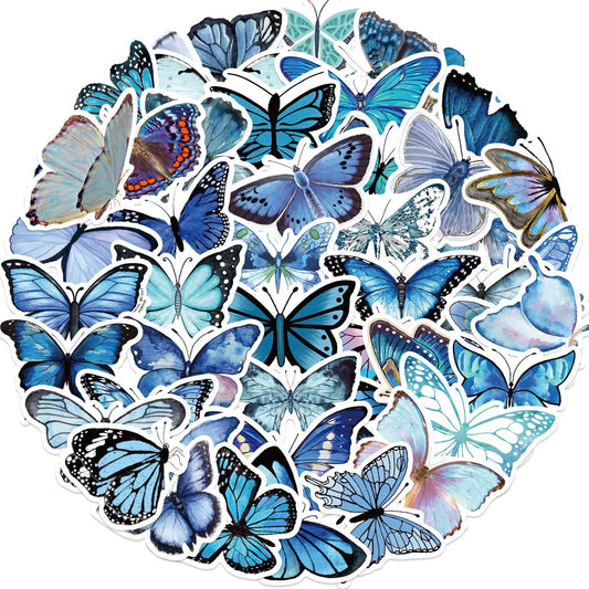 Blue Butterfly Stickers 10/30/50PCS Aesthetic Graffiti Decoration for Scrapbook Laptop Phone Bike Skateboard