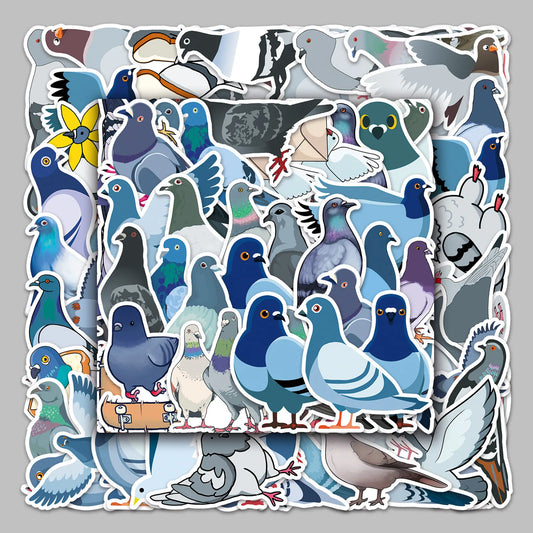 50pcs Cute Cartoon Pigeon Stickers for Helmet, Wall, DIY Decoration