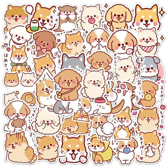 10/30/50PCS Kawaii Fluffy Dog Sticker Aesthetic Children's PVC Korean Stationery School Supplies Decoration Scrapbooking