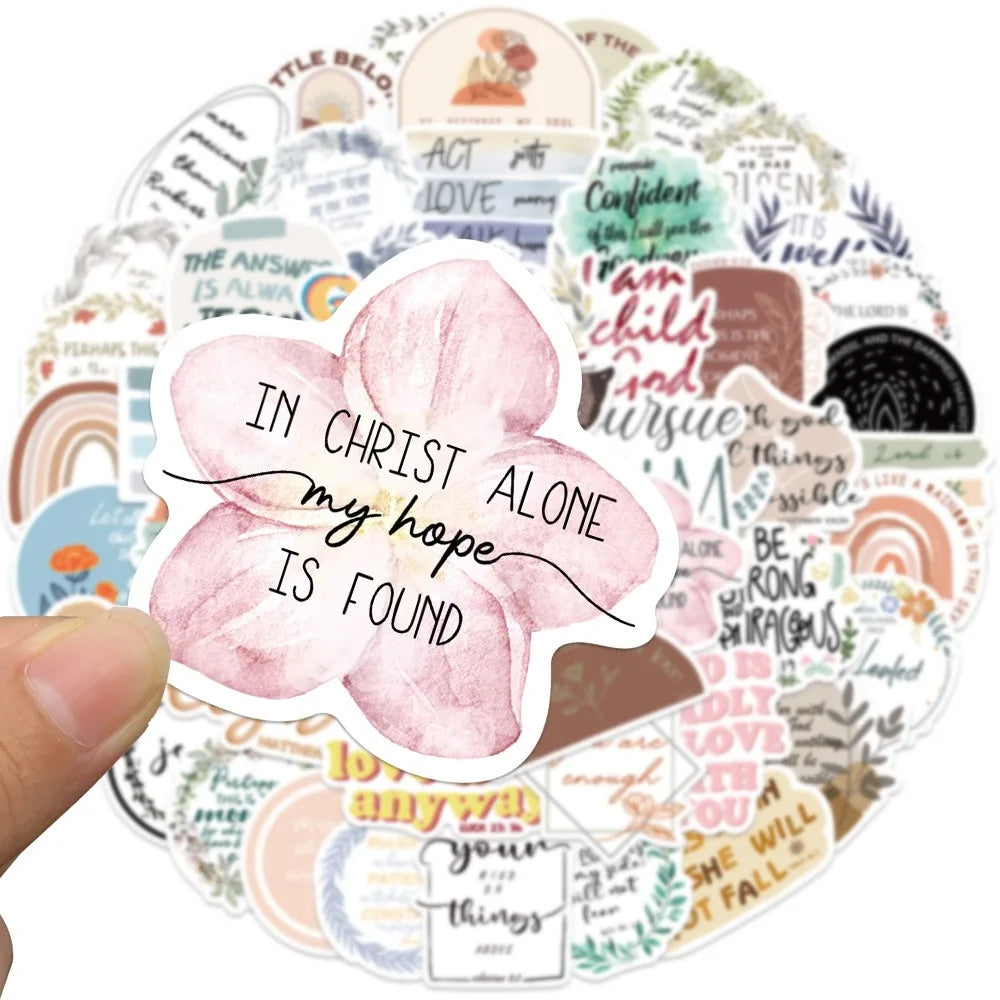 50pcs Christian Bible Stickers for Laptops, Water Bottles, Phones, Kids Toys