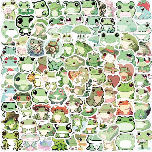 100PCS Frog Stickers Aesthetic Stationery DIY PVC Scrapbooking for Kids
