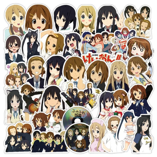 50pcs K-On!! Stickers for Laptop, Phone, Car, Scooter, Suitcase, Water Bottle, Stationery, Refrigerator Decoration