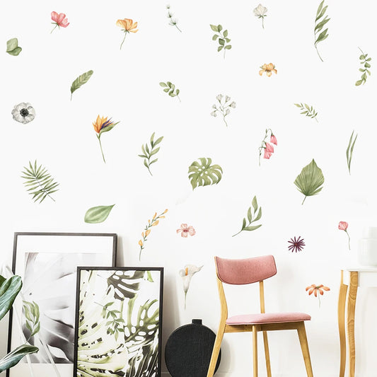 Tropical Leaves Watercolor Wall Sticker Vinyl Removable Decals Home Decor