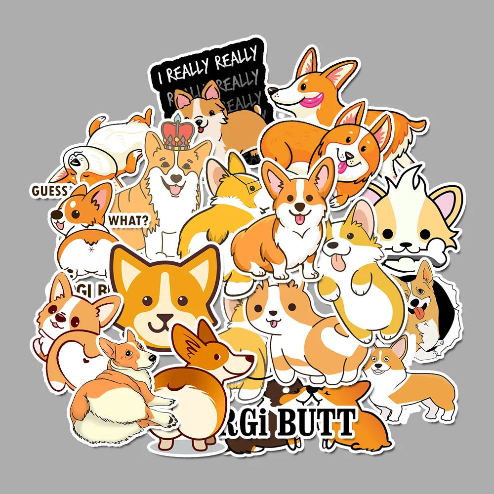 50 pcs/pack Kawaii Corgi Waterproof PVC Journal Decorative Stationery Craft Stickers Scrapbooking DIY Diary Album Stick Label