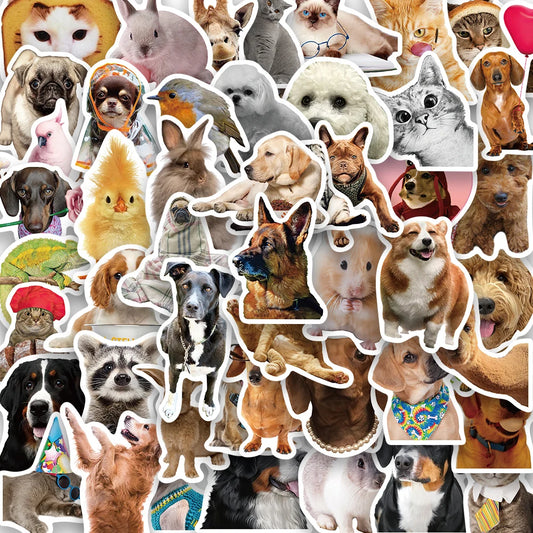 52PCS Cute Animal Cartoon Stickers for Laptop, Scrapbook, Suitcase, Phone, Car, Kids