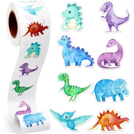 500 Dinosaur Shaped Stickers 2.5cm/1inch Roll - Gift Box Decoration Labels