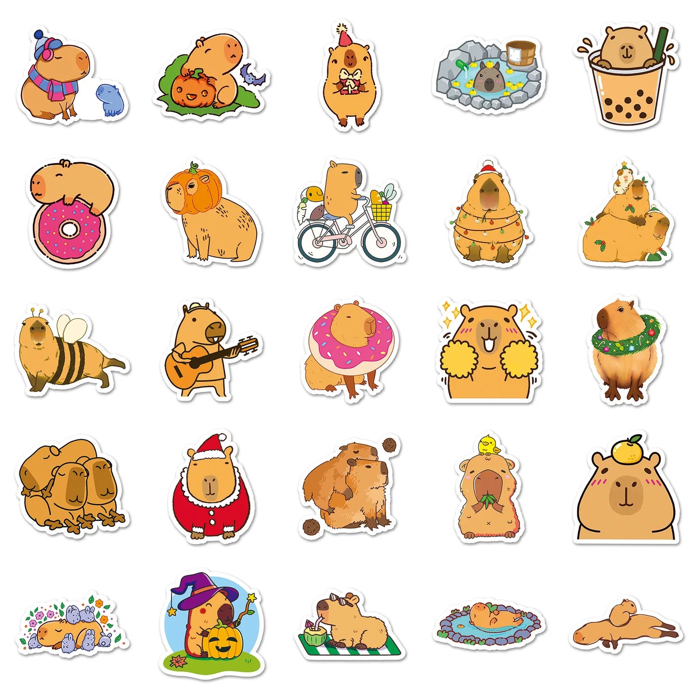 10/30/50PCS Kawaii Capybara Cartoon Cute Brown Animals Stickers Scrapbook Laptop Phone Luggage Diary Car Bottle Sticker Kid Toy