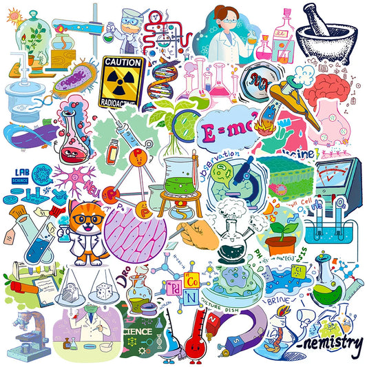 Science Lab Chemical Waterproof Stickers Decals for Laptop, Phone, Notebook, Skateboard, Kids Toys - 10/30/50/100pcs
