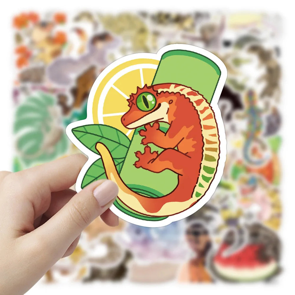 10/50Pcs Funny Animal Gecko Lizard Stickers for Skateboard Gift Box Bicycle Computer Notebook Car Decal Children's Toys