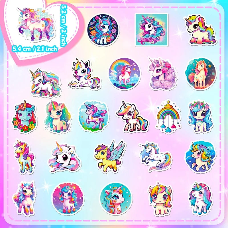 10/30/50PCS Unicorn Flight PVC Sticker Aesthetic Decoration Scrapbooking Children's Korean Stationery School Supplies for Kids