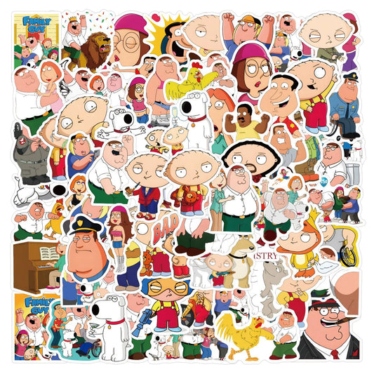 Family Guy Cartoon Stickers Pack - DIY Decals for Laptop, Guitar, Car, Bike, Skateboard