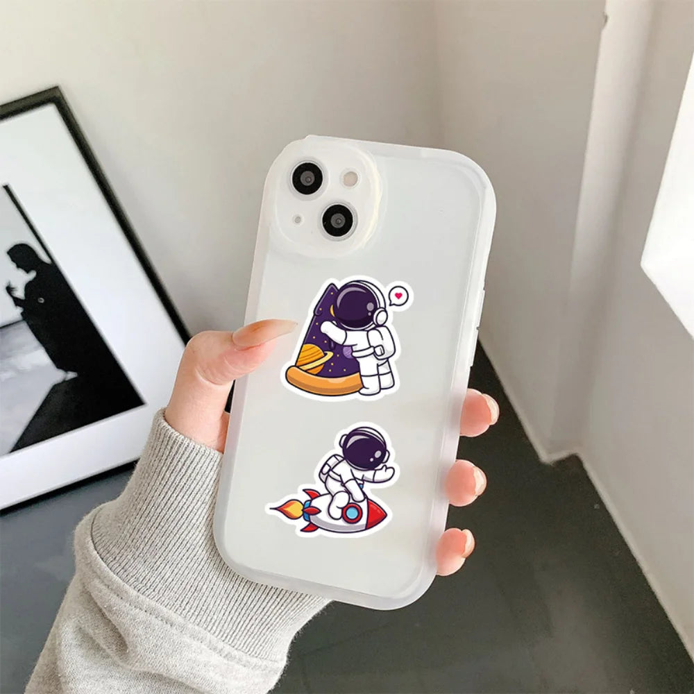 10/62PCS Exquisite Cute Cartoon Astronaut Stickers Laptop Computer Tablet Cup Notebook Phone Vinyl Decal for Kids Toy Gift