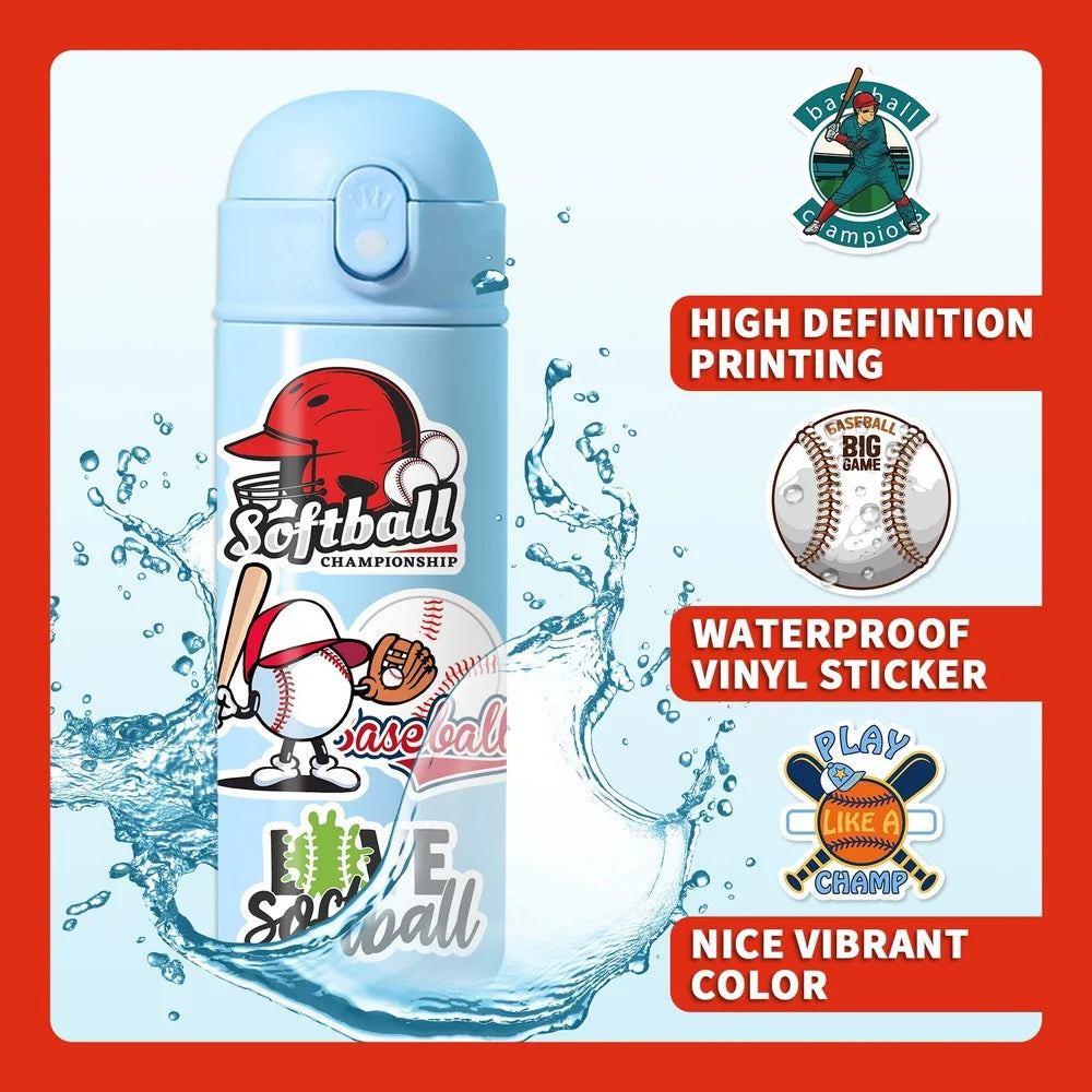 10/25/50pcs Mixed Baseball and Softball Sticker Packs