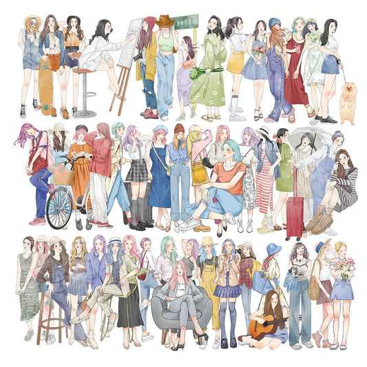 Fashion Dress Girl Stickers Decals for Kids Toys Laptop Phone Scrapbook Suitcase Stationery Graffiti