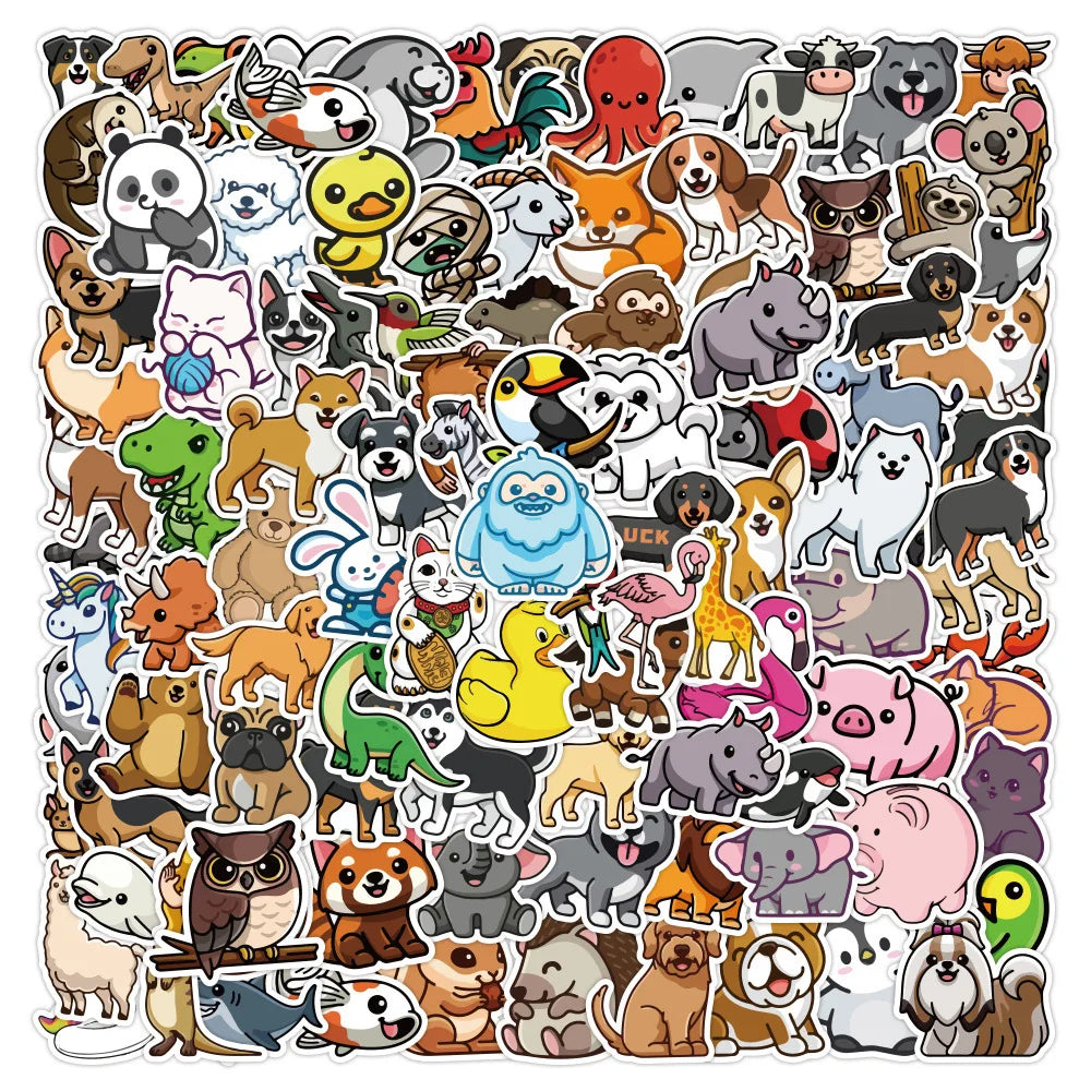 100pcs Cute Animal Stickers Waterproof Decorative Laptop Phone Luggage Notebook