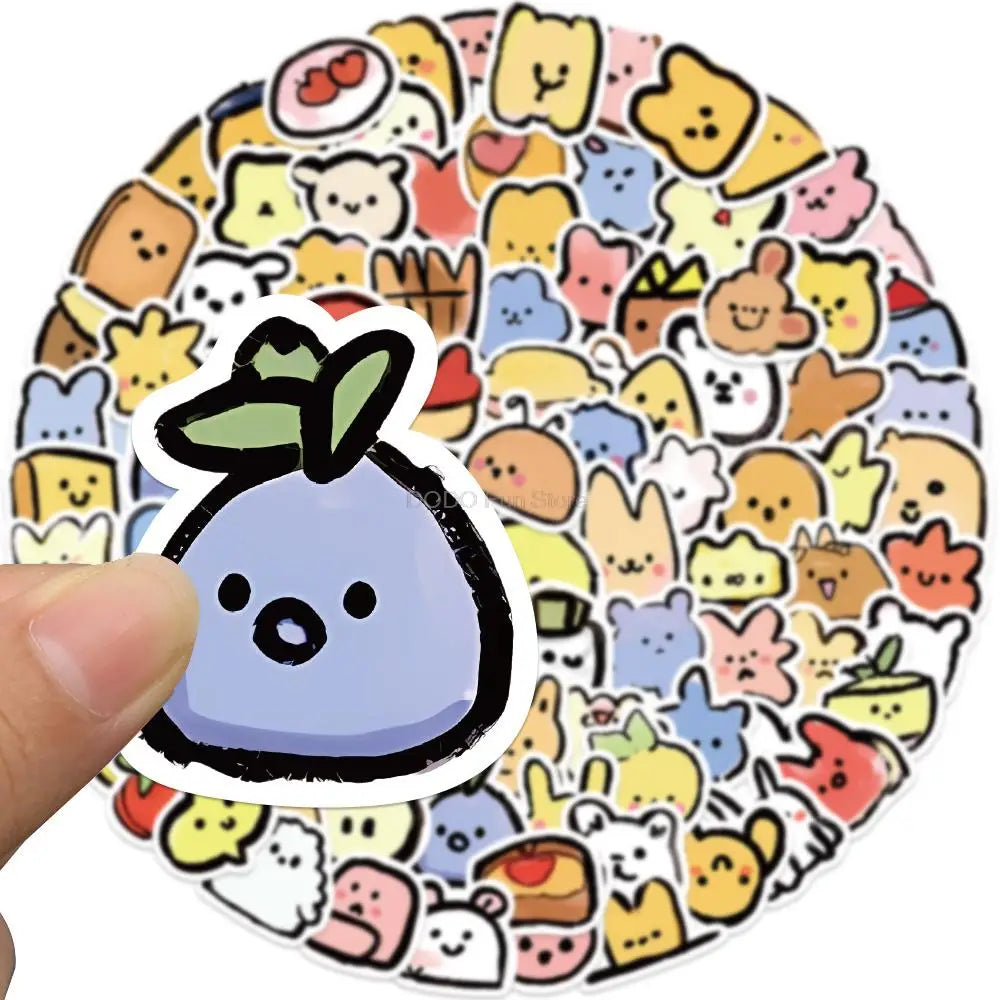 100PCS Cartoon Cute Expression DIY Sticker Waterproof Anime Guitar Luggage Laptop Water Cup Phone Kids Toys Decal