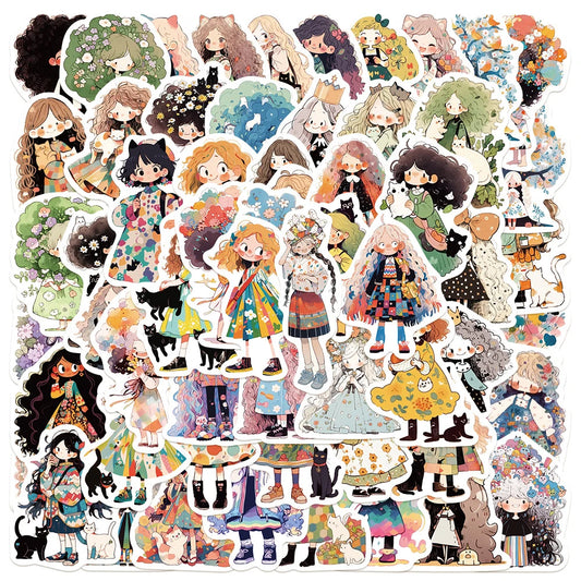 Anime Girl Stickers Pack - Cute Aesthetic Decals for Laptop, Phone, Scrapbook, Fridge, Kids Toys