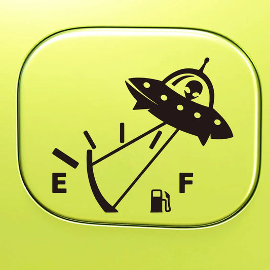 Alien Airship Fuel Tank Cap Sticker - Car Exterior Decal