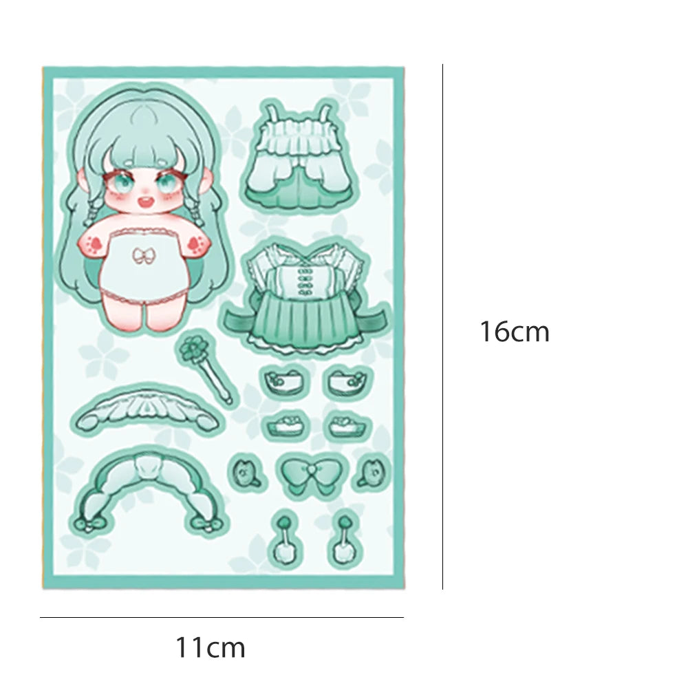 8PCS Cute Cartoon Cotton Doll Facelift Sticker DIY Puzzle Handicraft Waterproof Scrapbook Decoration Gift Material Hand Toys