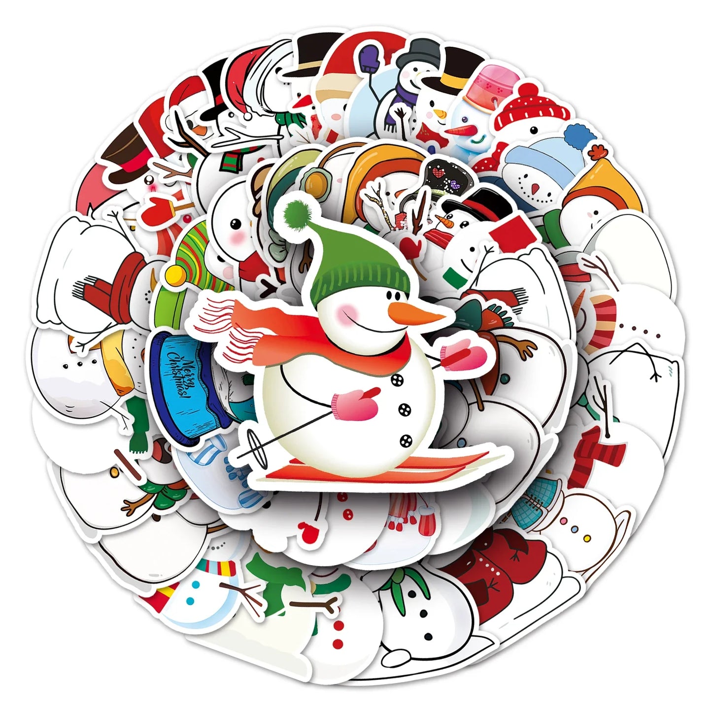 50Pcs Snowman Cartoon Waterproof Vinyl Stickers for Skateboard Snowboard
