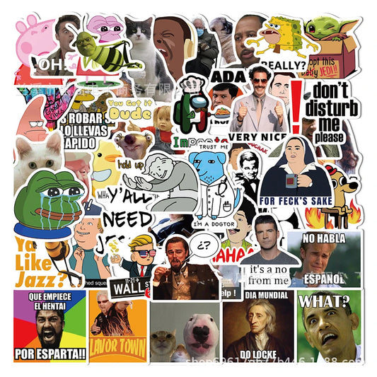 50PCS Cute Meme Stickers for Car & Luggage Decals