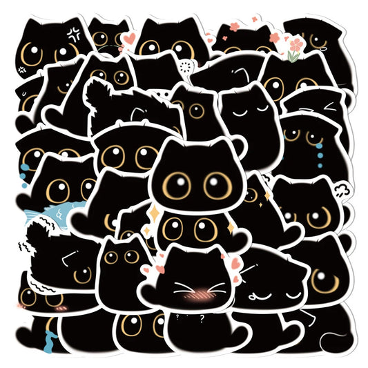 Black Cat Stickers Decals Waterproof for Phone Laptop Luggage Guitar Scrapbook Toy