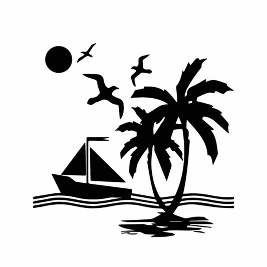 Sun Wave Ship Beautiful Scenery Boat Cool Decal Nice Ornament Car Sticker Decorative Accessories Creative Sunscreen PVC