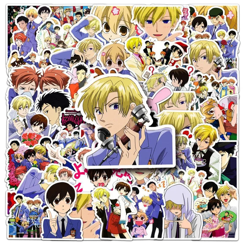 Ouran High School Host Club Sticker Pack - 50pcs for Luggage, Water Bottles, Phones, Laptops, Scooters, Refrigerators