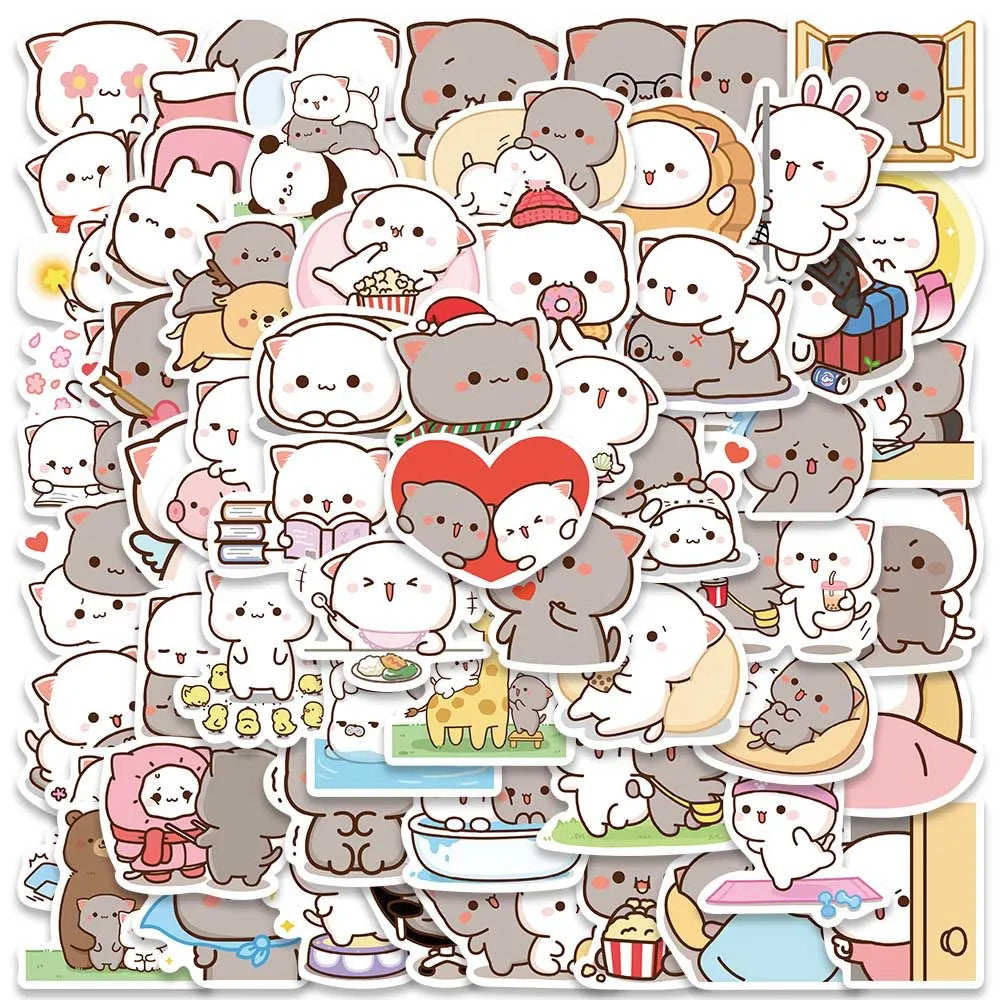 10/60pcs Kawaii Cat Meme Cartoon Stickers DIY Kids Scrapbook Notebook Phone Laptop Fridge Guitar Luggage Sticker Toy