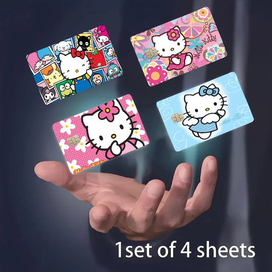 Kawaii Cat Anime Card Skin Stickers (Set of 4)