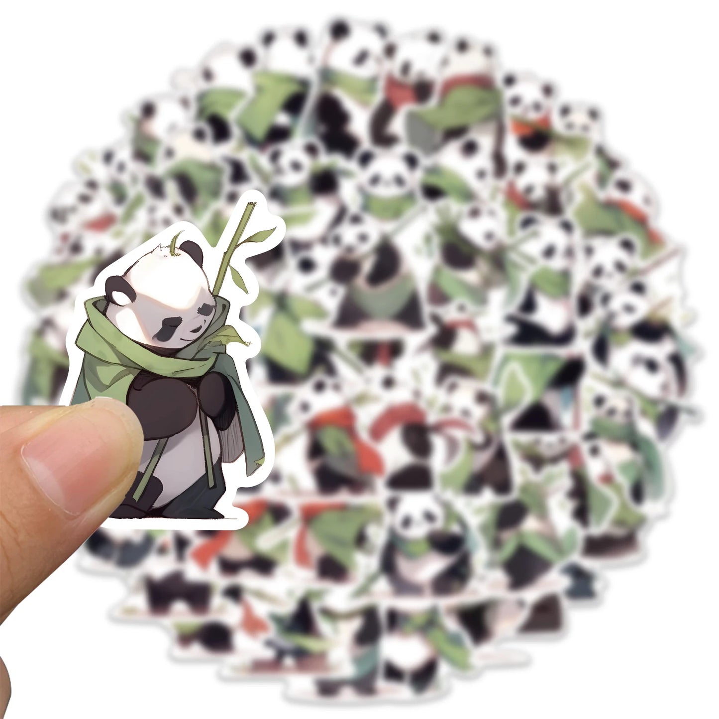 54PCS Cute Cool Bamboo Panda Hero Cartoon Sticker Waterproof Decoration Luggage Guitar Laptop Helmet Kids Gift Toy Decal