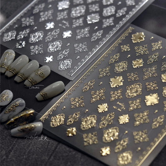 Gold Silver Geometric Nail Art Stickers Wholesale
