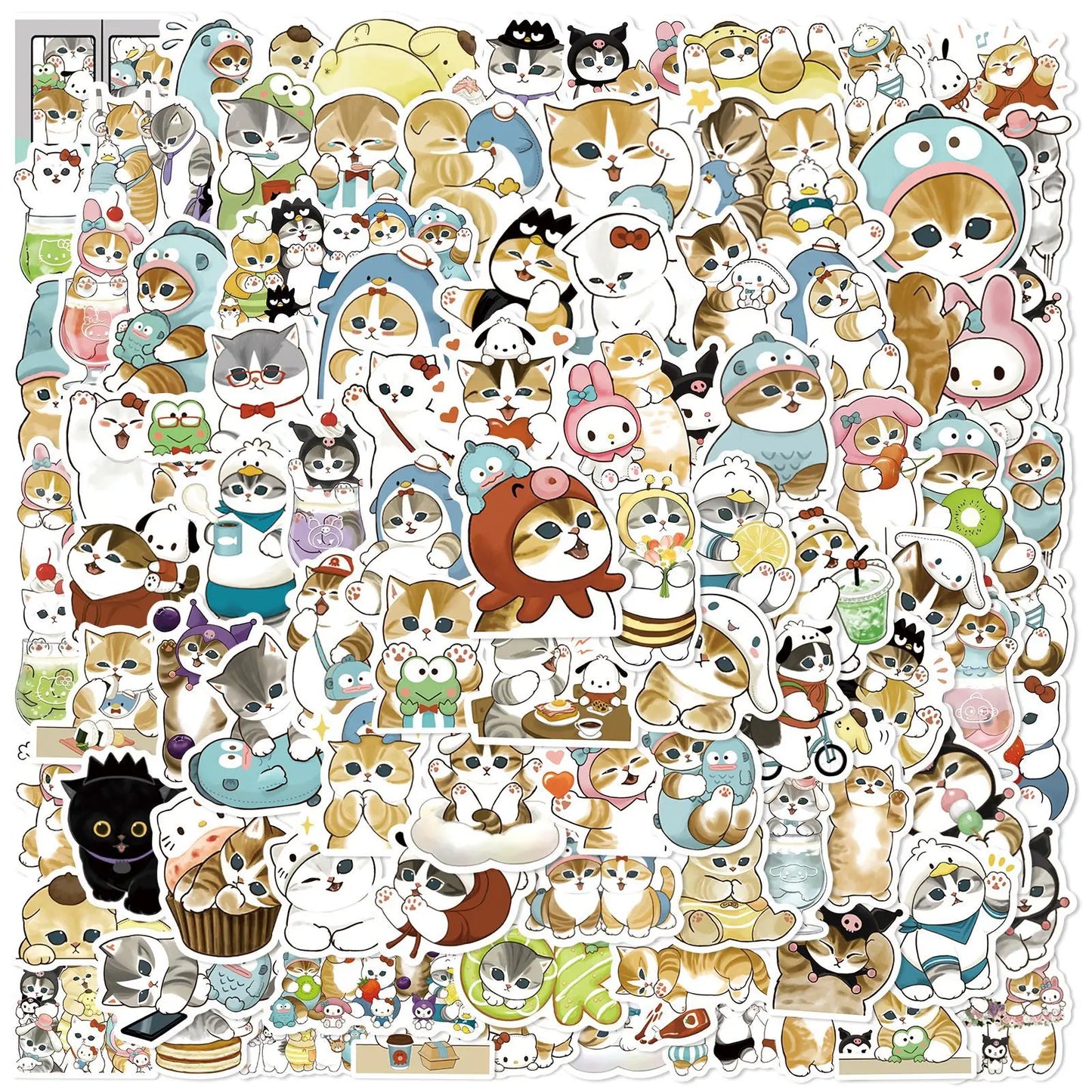 Shark Cat Stickers 100Pcs Waterproof DIY Decals