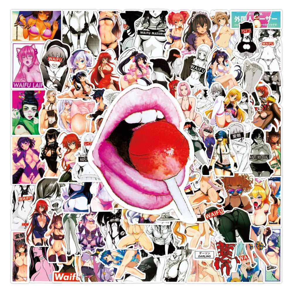 50/100Pcs Sexy Girl Hentai Waifu Bunny Girl Anime Sticker Bicycle Guitar Suitcase Notebook Motorcycle Graffiti Stickers Gift