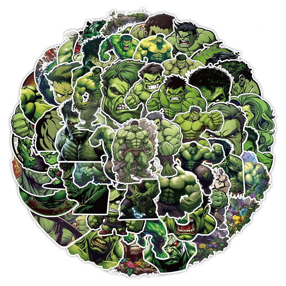 10/30/50pcs Cool Disney Marvel Super Hero Hulk Waterproof Stickers Anime Decals Laptop Car Phone Bike Cartoon Sticker Kids Toys