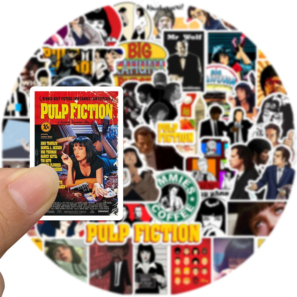 50PCS Movie Pulp Fiction Classic Stickers Waterproof Refrigerator Car Helmet DIY Gift Bicycle Guitar Laptop Skate Decal