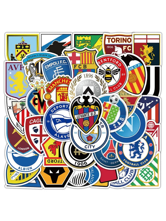 50 football club benchmarking stickers, personalized and creative handbill stickers, mobile phone and skateboard decorations