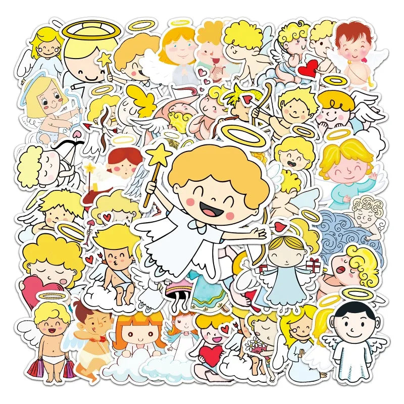 50pcs Angel Graffiti Cartoon Stickers for Luggage, Water Bottles, Phones, Laptops, Scooters, Refrigerators