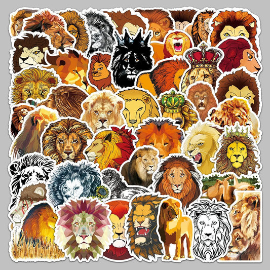 50Pcs Cartoon Lion Graffiti Stickers for Helmet Wall DIY Decoration
