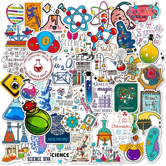 Funny Science Lab Chemistry Stickers - 10/30/50/100pcs for Laptop, Luggage, Motorcycle, Car, Kid Toy