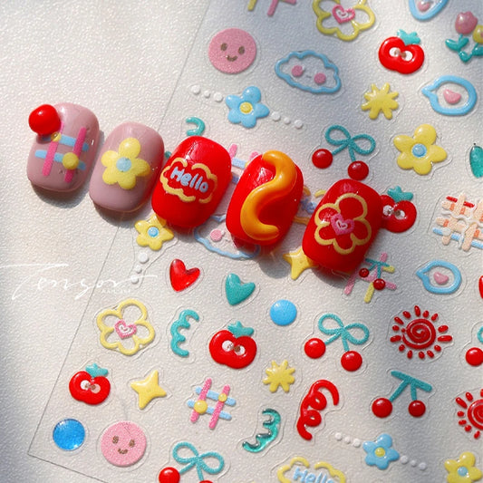 Graffiti Tulip Fruit Nail Art Stickers Decals