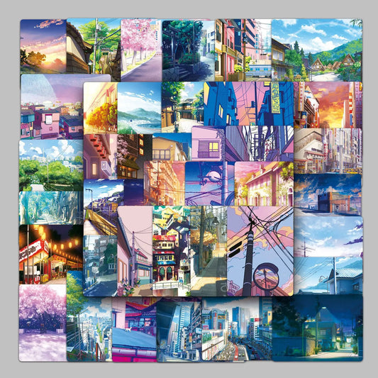 50Pcs Cartoon Outdoor Street View Graffiti Stickers for Helmet Wall DIY Decoration