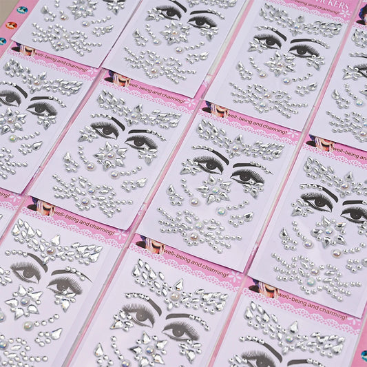 Kids Glitter Face Stickers: Rhinestones & Jewels (12 Pack)